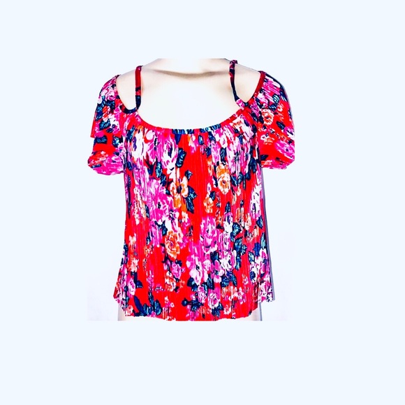 HIP Nordstrom brand size Small Top Poppy Floral Open Shoulder - Picture 6 of 7